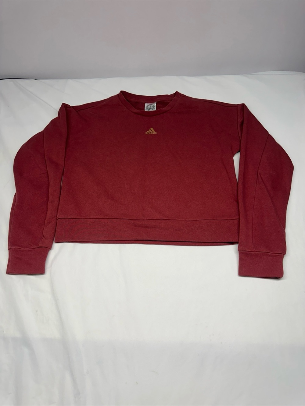 adidas Women’s Wine Red Crewneck Sweatshirt with Gold Logo